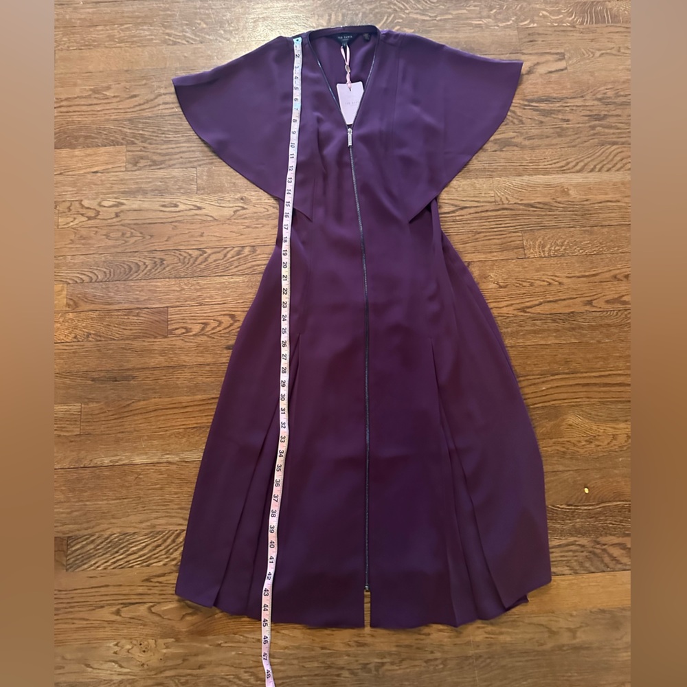 NWT Ted Baker Kasiane Plum Zip-Front Flutter Sleeve Dress us size 2 Ted baker 1 - Picture 5 of 16